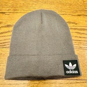adidas Originals Gray Knit Beanie Trefoil Logo One Size